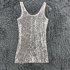 Rue21 Tank Top Womens Medium Sequins White Silver Tank Top